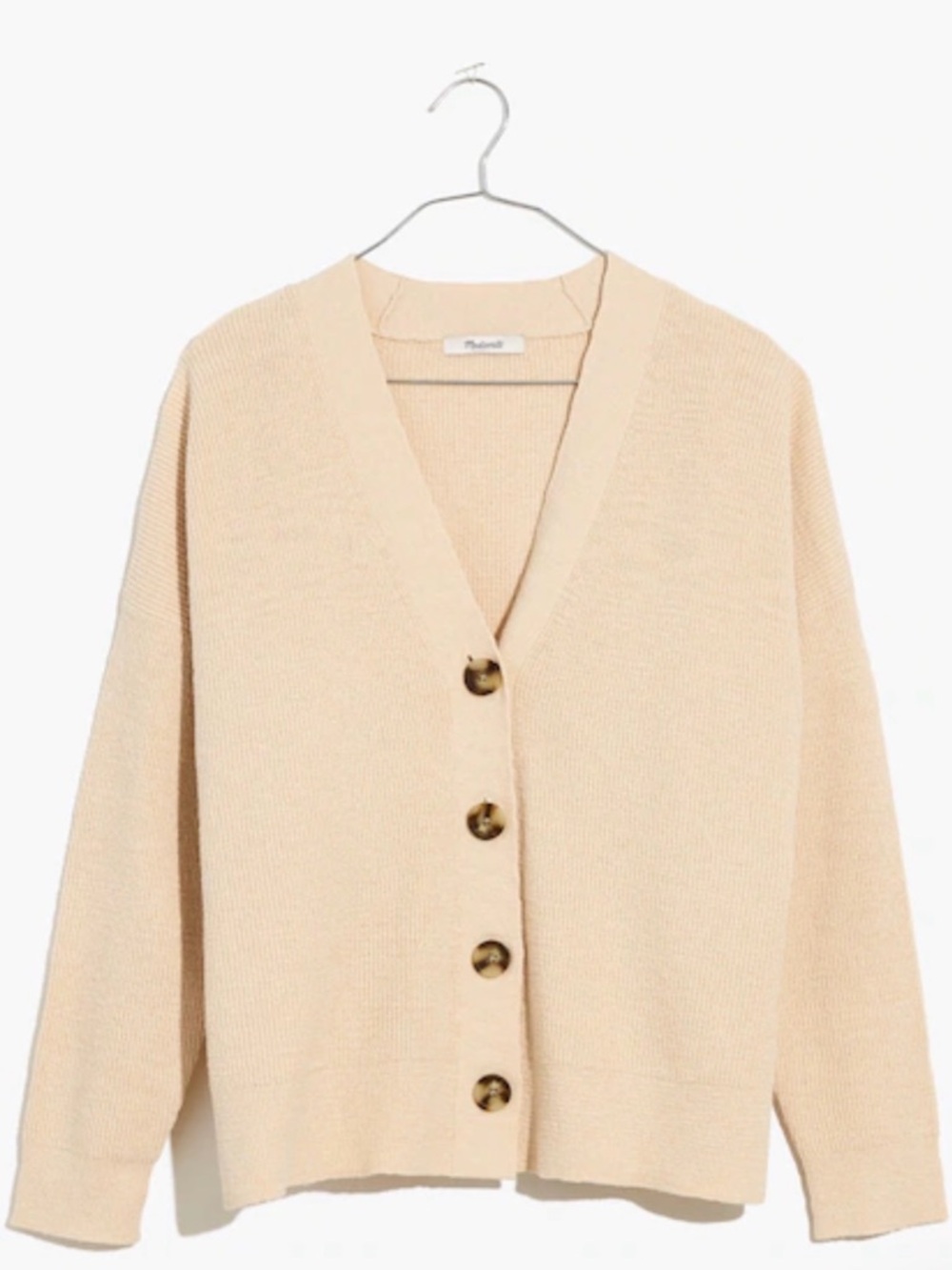 Madewell Cream Button-Front V-Neck Cardigan